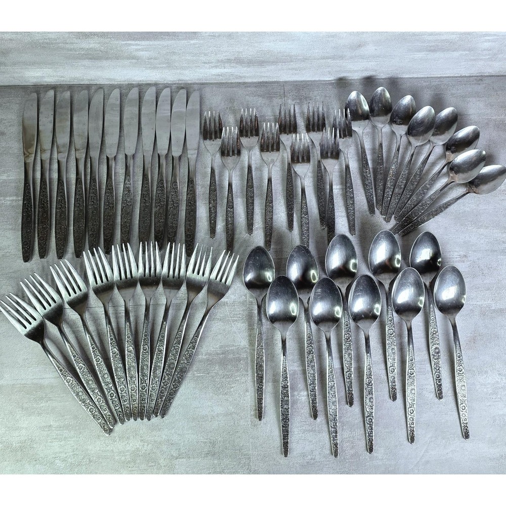 MCM Interpur Jardinera Flatware Garden Floral JAPAN 47pcs Fork Spoon Silverware
